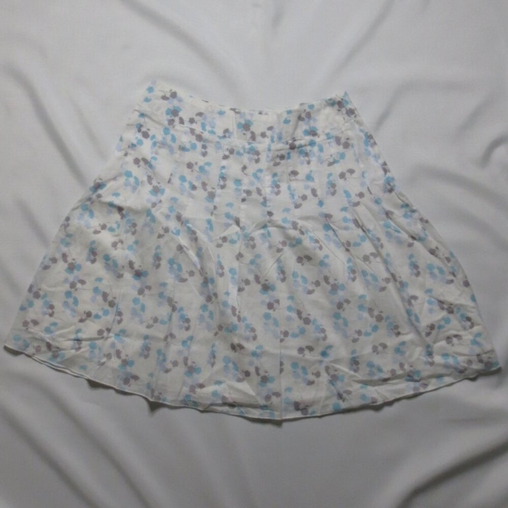 4/$14 AE AMERICAN EAGLE womens BLUE white IVY skirt LEAVES midi CAREER SIZE 4